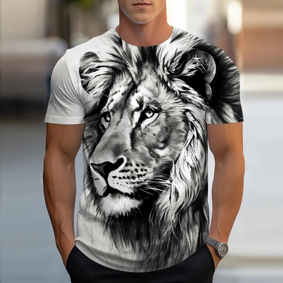 Golden Lion King 3D Printed Men's T-shirt Summer Animal T-shirt