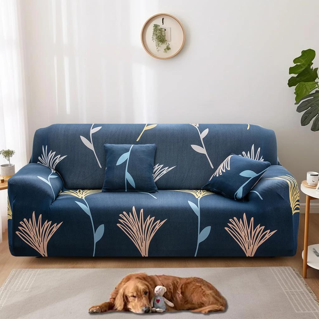 Gedruckter Stretch-Sofabezug mit Kissenbezug, Couchbezug, Möbelschutz für Schlafzimmer, Büro, Wohnzimmer, Heimdekoration