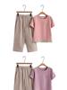 Brand Mom 2026 New Summer Cotton Linen Two-Piece Set: Short Sleeve T-shirt & Top for Middle-aged and Elderly Women