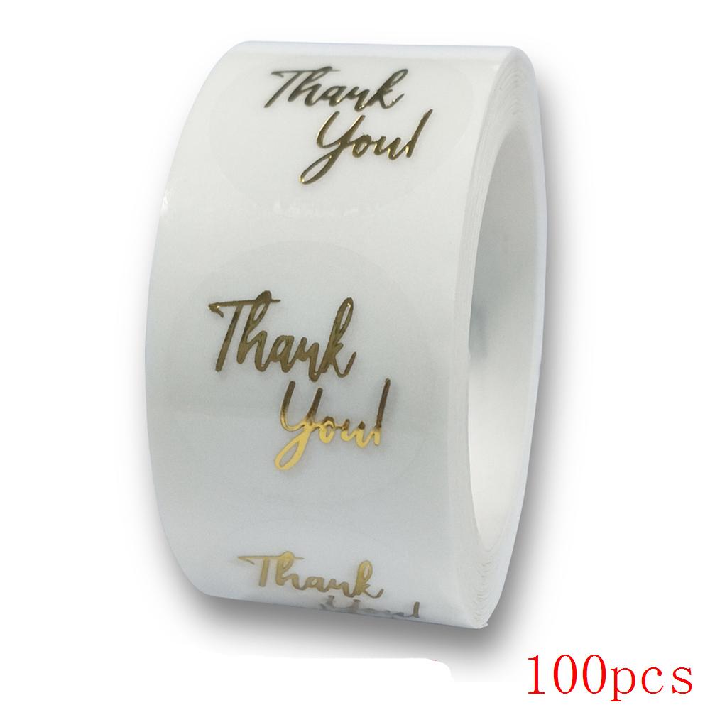 50-500Pcs Labels 1Inch Clear Gold Foil Thank You Stickers For Wedding Pretty Gift Cards Envelope Sealing Label Stickers
