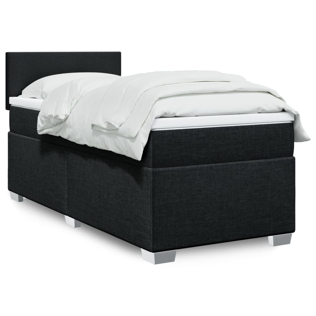Vidaxl Continental Bed with Mattress, Black, Fabric 90X190 Cm
