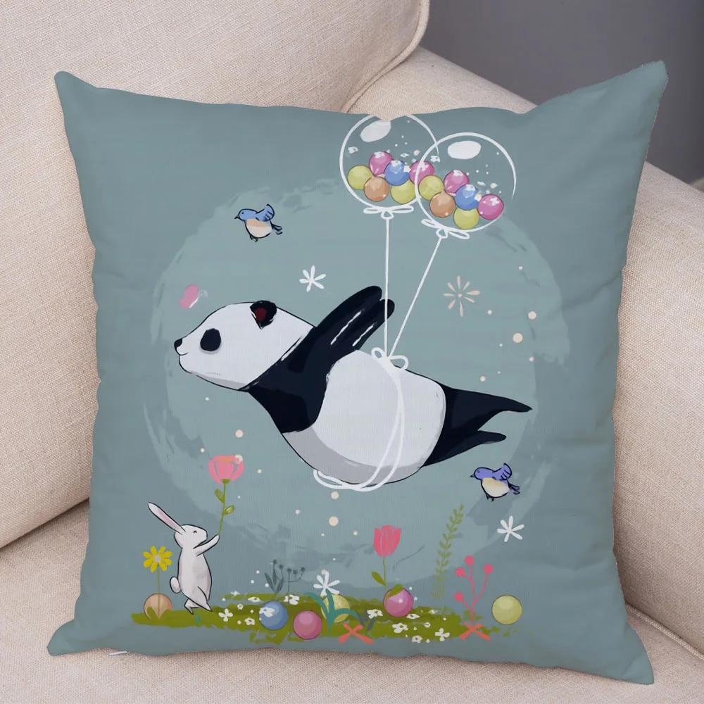 Home Decoration Colorful Cartoon Panda Bear Kids Sofa Car Pillow Cover Cute Animal Cushion Cover funda de almohada