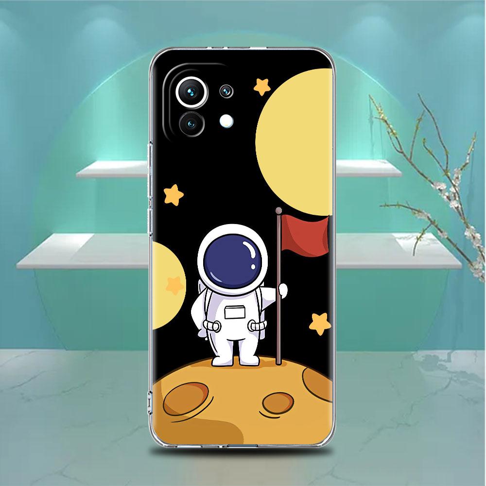 Süße Astronauten Klare Hülle Für Xiaomi Mi Poco X3 NFC M3 Pro F3 F1 11 Lite 12 Note 10 11T 9T Transparente Handyhülle