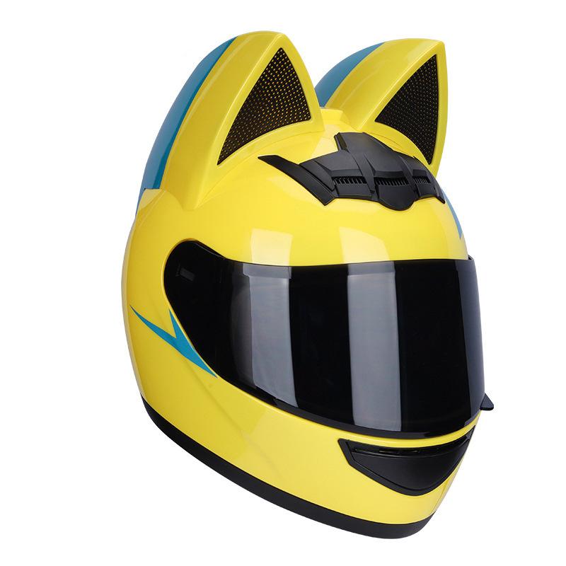 Motorcycle helmets men's and women's winter warm full helmets personalized cat ears electric vehicle helmets hard hats