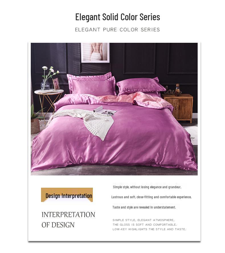 Summer Silk Luxury Plain Color 4-Piece Set - Light and Simple Design