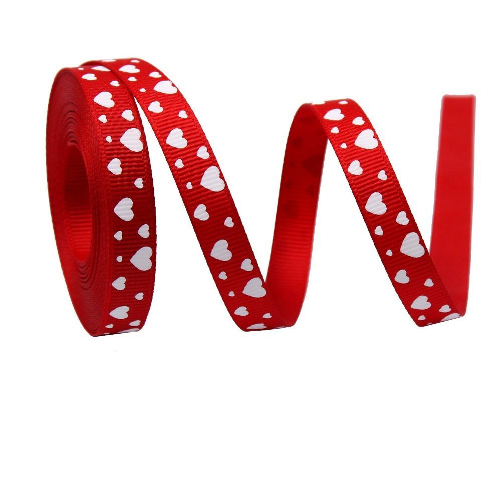 Single-Sided Heart Print Ribbon 5 Yards Bouquet Packaging Ribbon Gift Packaging Ribbon  DIY