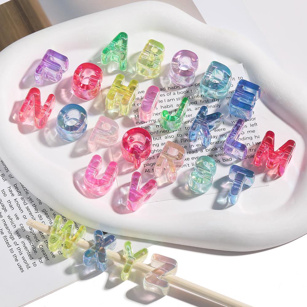5pcs Transparent Acrylic Letter Beads Random Mixed A-Z Alphabet Spacer Beads for DIY Bracelet Necklace Jewelry Making Findings