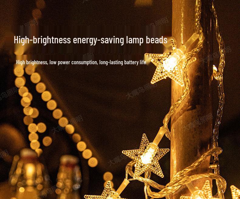 Frosted Bubble Ball, Star, and Cherry Blossom String Lights for Outdoor Camping Tent Decor