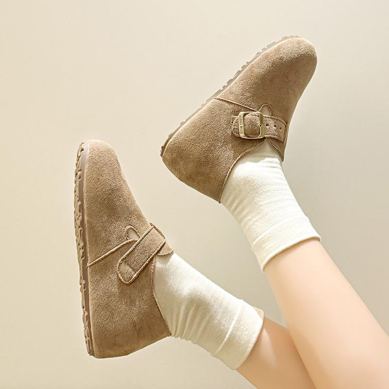 Retro buckle inner heightening Boken shoes 2025 autumn new Korean version single shoes comfortable thick-soled shallow mouth Mary Jane shoes
