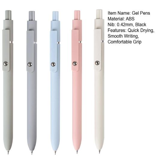5Pcs 0.42mm Nib Comfortable Grip Spring Touch Gel Pens Quick Drying Retractable Ink Pens Office Supplies