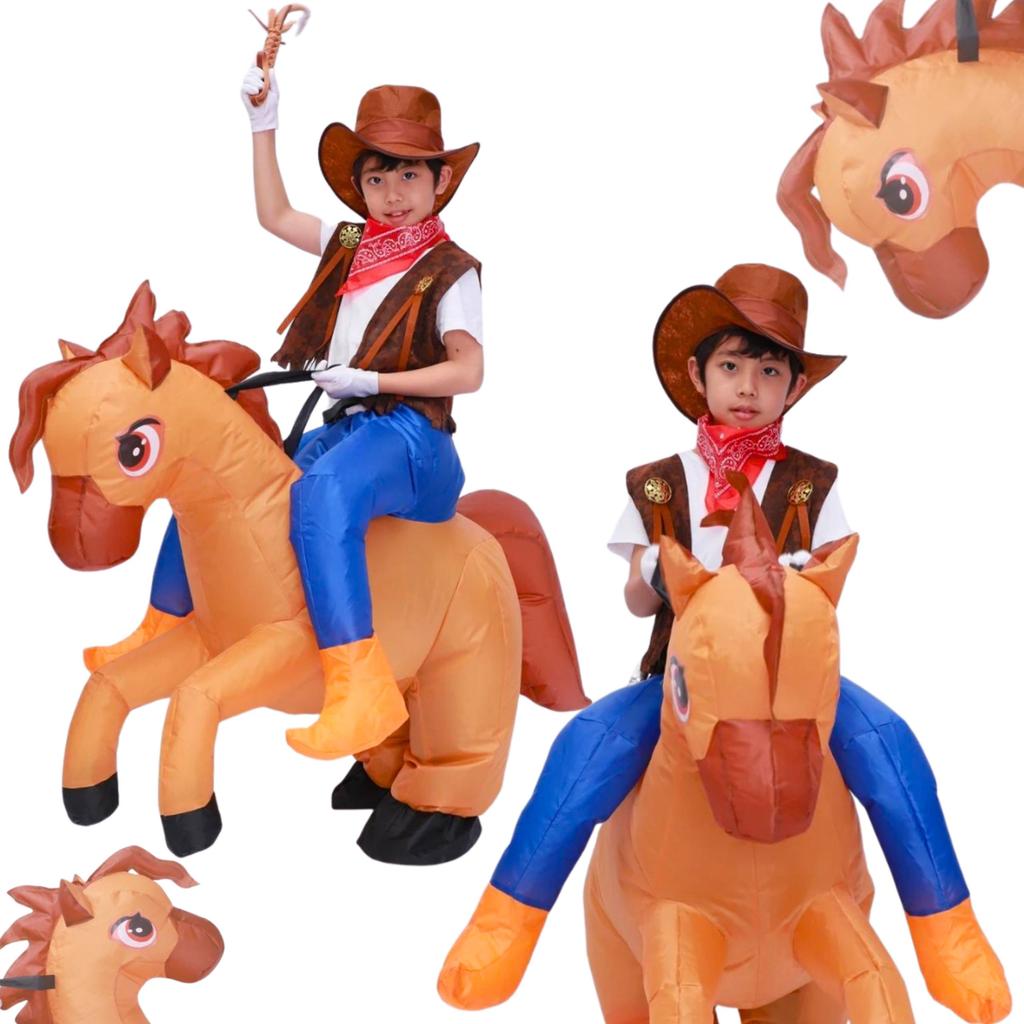 Inflatable Cowboy Costume ON Horse Wild West Costume FOR BALL Carnival J II 15 E