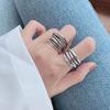 925 Sterling Silver Retro Multi-Layer Wrap Women's Open Ring - Cold Style Fashionable Index Finger Accessory