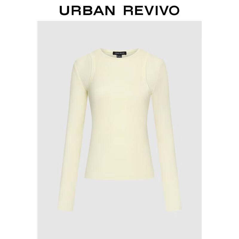 UR 2025 Women s Spliced Faux Two-Piece Slim Long-Sleeved T-Shirt