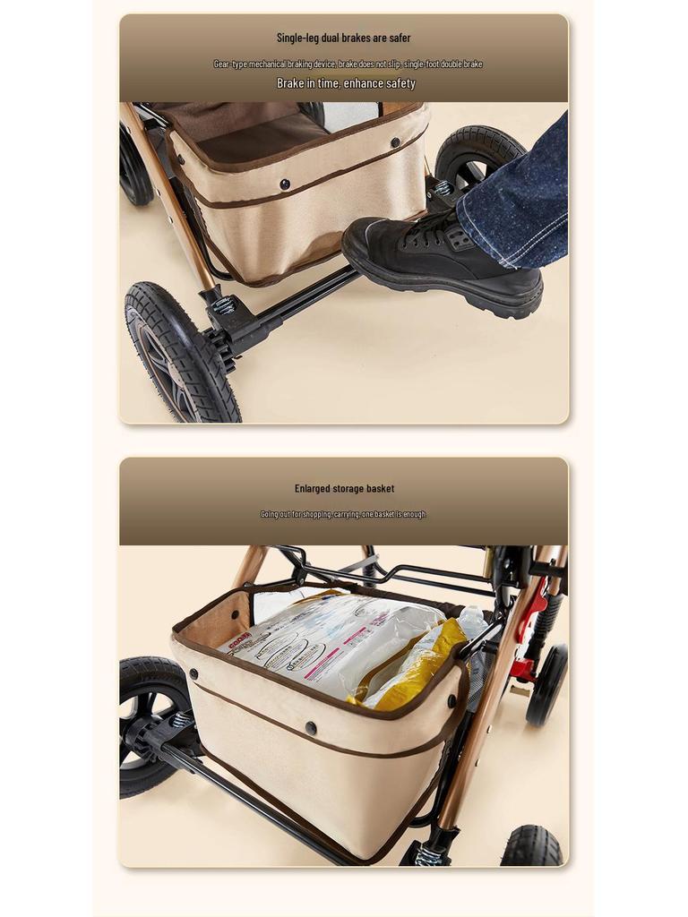 Lekki Składany Wózek Dziecięcy i Niemowlęcy z Regulacją Oparcia i Wysokim Stelażem