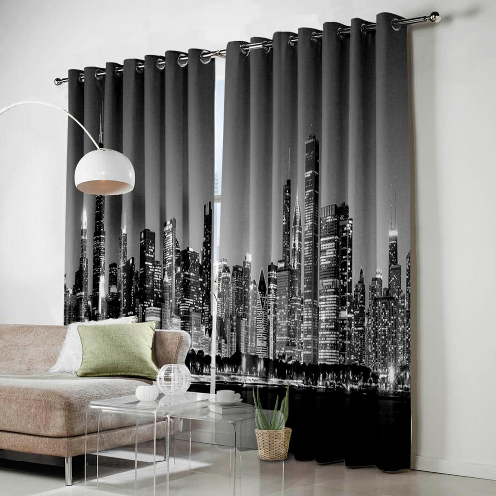 Night Panorama City Luxury Home Curtains Modern Home Supplies Living Room Bedroom Custom Curtains