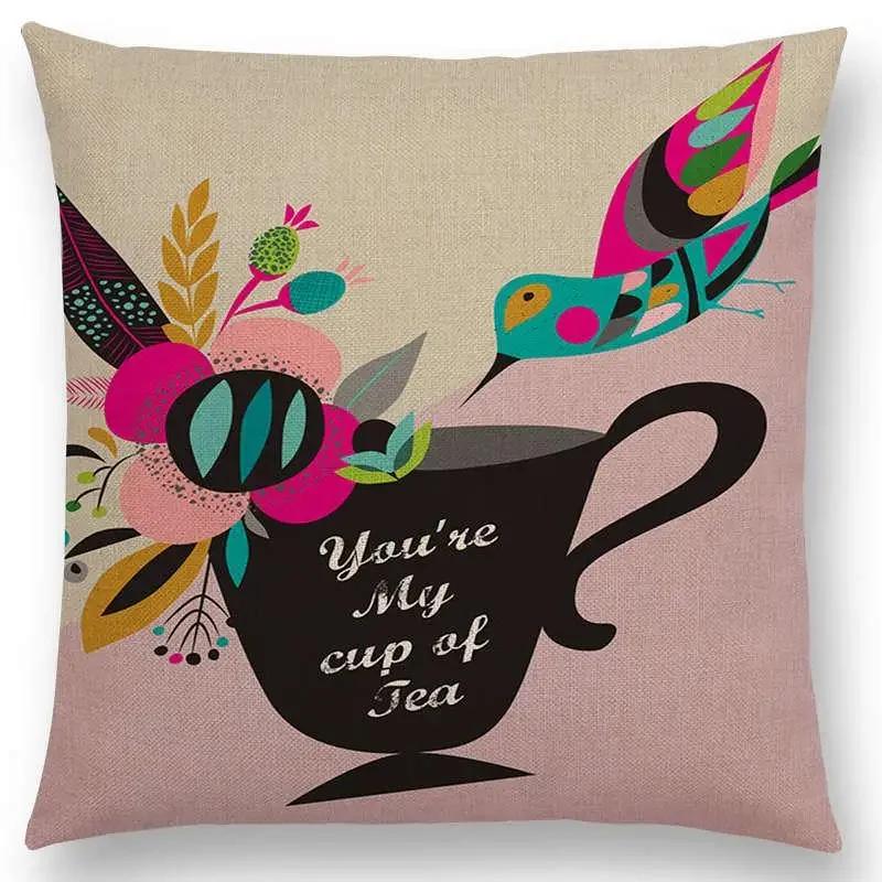 Cartoon Sofa Überwurf Kissenbezug Bunte Tiere Vogel Katze Reh Pfau Eule Blumen Lied Kissenbezug