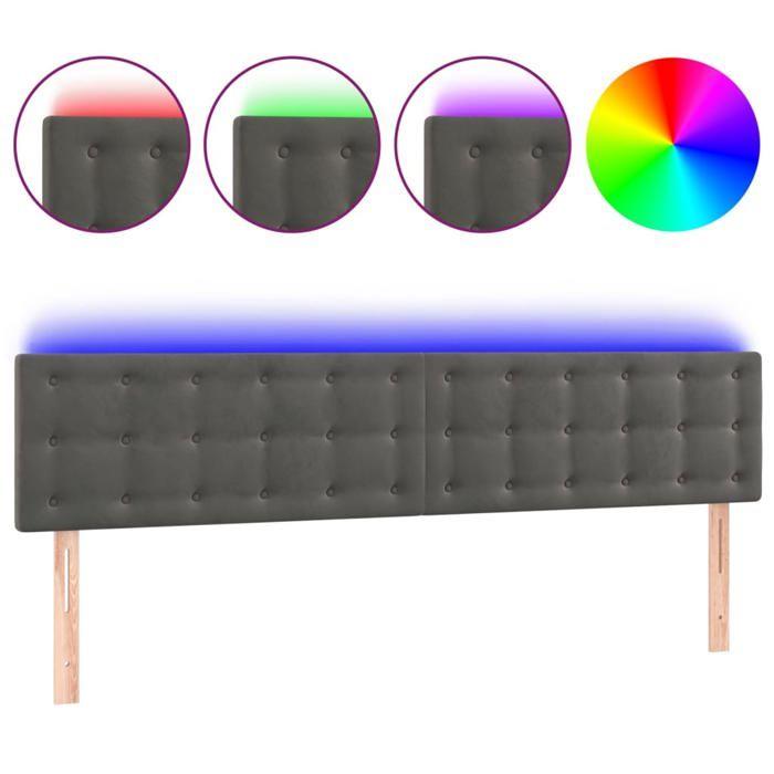 VidaXL LED Headboard Bedroom Furniture Double Bed Accessory Head of Bed Frame Interior Dark Grey 3122101