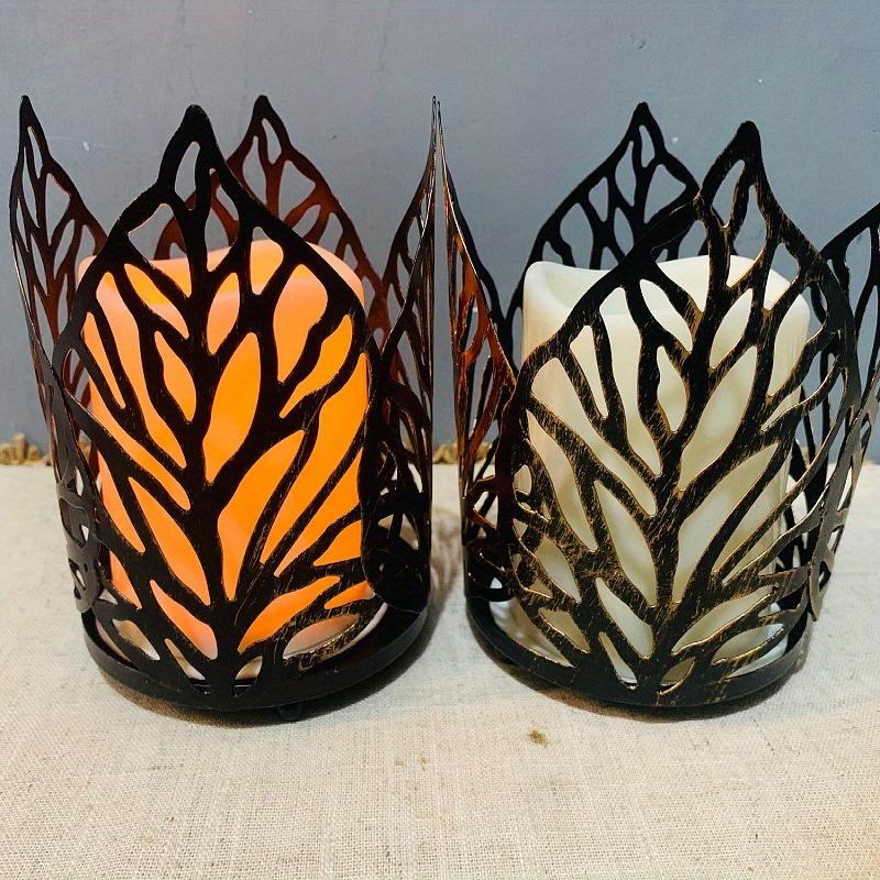 1PC Nordic Iron Art Hollow Leaf Candlestick Vintage Candle Holder Home Decoration Crafts Wedding Banquet Props