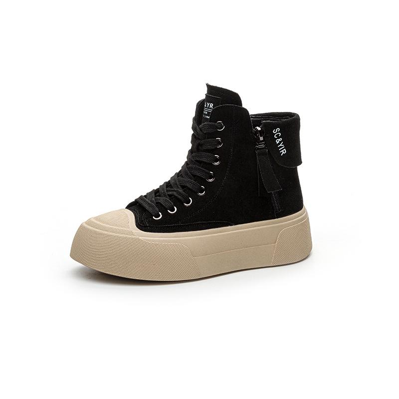 Осень новая креативная повседневная мода универсальная нишевая женская студенческая повседневная кеды платформа высокие кеды женские 41 чёрный