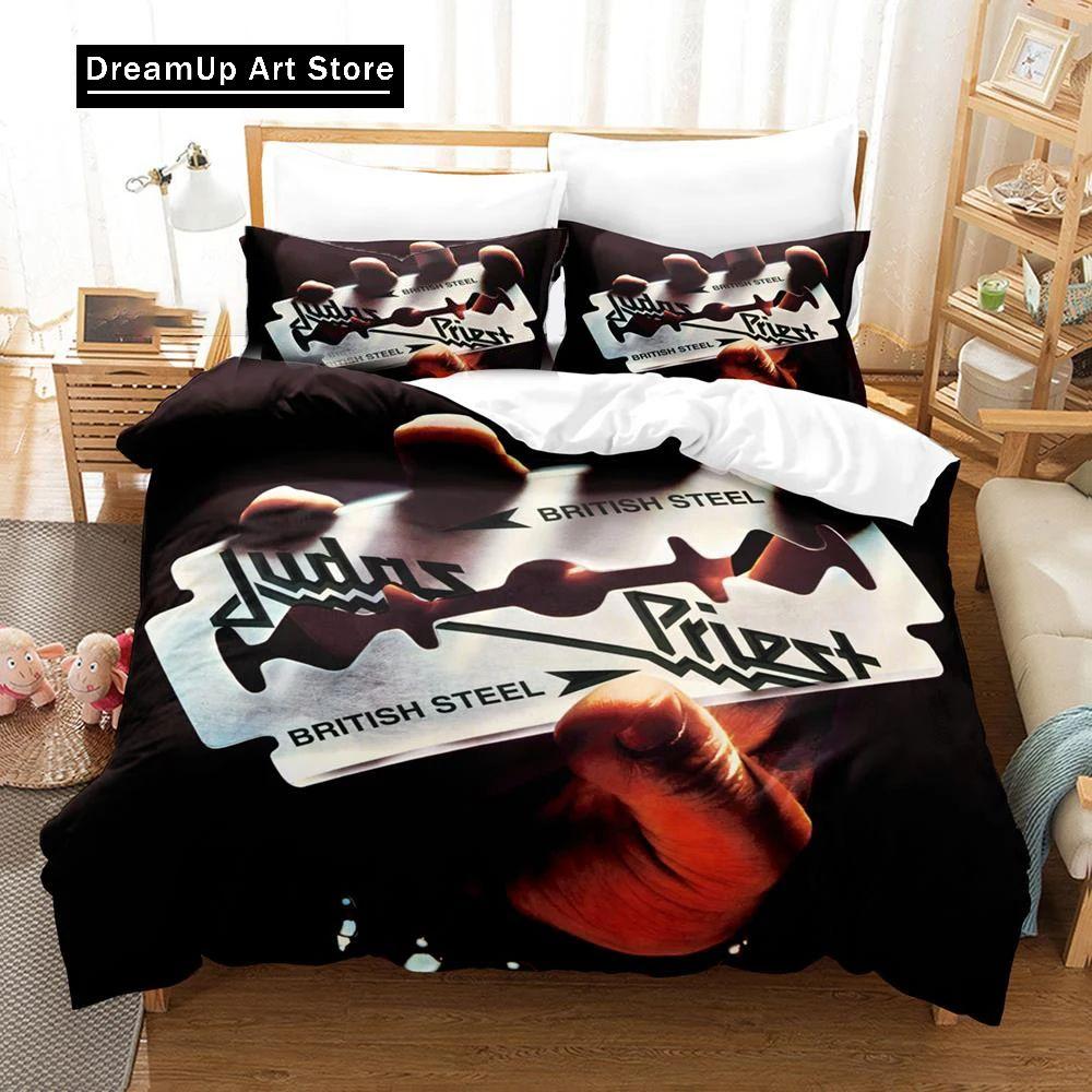 3D Print Judas Priest Bedding Set Boys Girls Twin Queen Size Duvet Cover Pillowcase Bed Kids Adult Fashion Home Textileextile
