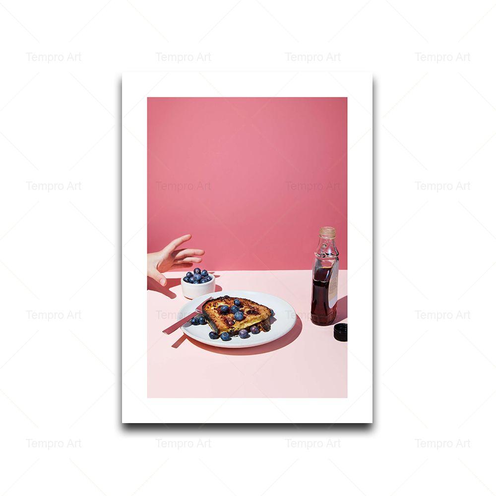 Pink Food Drink Poster Coffee Cake Cookie Macarons Croissant Canvas Painting Wall Art Pictures Kitchen Cafe Home Decor Aesthetic