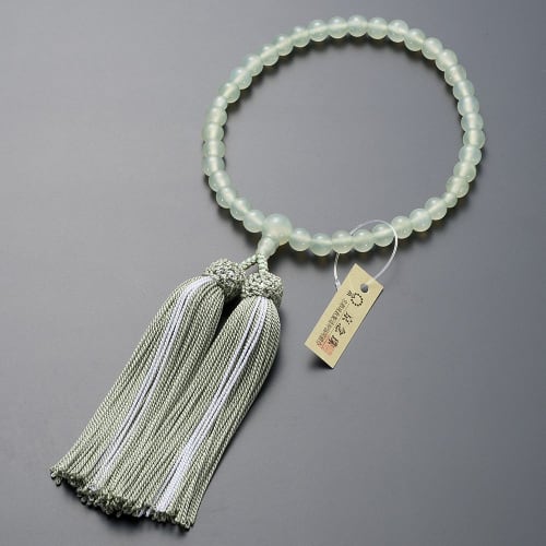 Buddhist Altar Shop Takita Shoten Kyoto Buddhist Prayer Beads for Women, Green Onyx, 7mm Beads, Silk Tassel with Head, Prayer Beads Bag, Suitable for