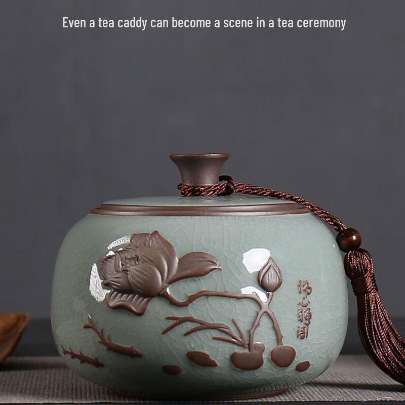 Nierxin Ru Kiln Ceramic Sealed Tea Caddy