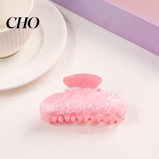 Strong Hold Hair Claw Anti-slip Teeth Leopard Heart Print Clip Pink Series Women Medium Size Back Head Shark Grip Accessory Multiple Colors