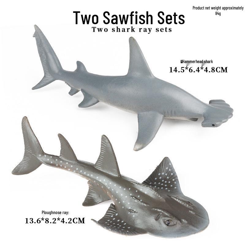 Marine Animal Simulation Model Figures: Shark, Dolphin, Hammerhead, Crab, Squid, Starfish for Kids' Education