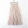 Womens Elastic High Waist Tulle Mesh Irregular Tutu Skirt Gauze Skirt  Spring and Summer Pleated A-line Skirt