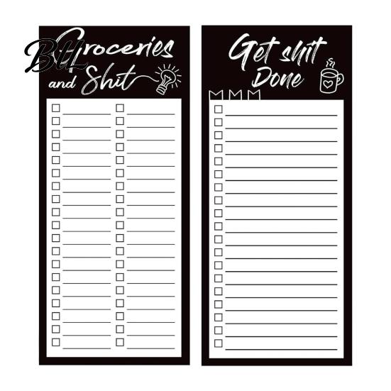 Small List Pad Magnetic Notepad, Thick Paper Tear-off Checklist Planner, Black Bordered Retro Reminder Board Design Task Organizer for Grocery