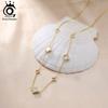 Colar de Corrente de Luxo Trevo Vazado ORSA JEWELS Presente de Festa de Banquete Prata 925 Trevo Quatro Flores Acessórios de Joalheria de Pescoço GMN61