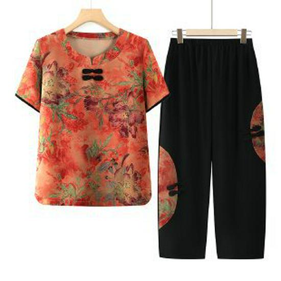 

Mom s Summer Outfit: Mid-Sleeve Shirt & Pants, Lightweight Fabric – Perfect for Mothers & Grandmothers 4XL (65-72.5 kg)