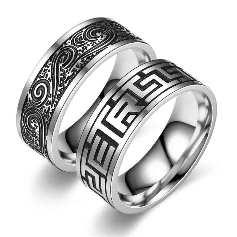 Stylish Retro European & American Titanium Steel Men's Ring - Trendy Handcrafted Design