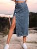 Sexy Streetwear Button Women Skirt Autumn Winter Elegant Denim Skirt Female High Waist Casual Bodycon Long Skirts