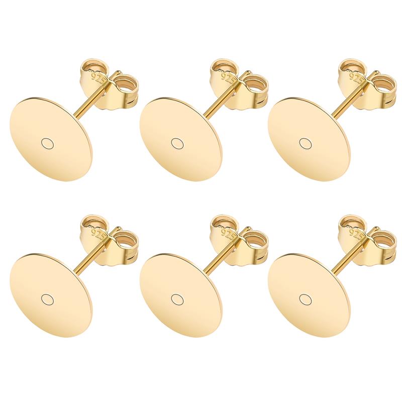 50pcs/lot 925 Silver Plated Blank Post Earring Studs Base Pin With Earring Plug Findings Ear Back DIY Jewelry Making Accessories