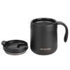 Doppelwandige Edelstahl Vakuumisolierte Kaffeebecher Tasse mit Henkel für Zuhause Büro Schwarz 350ML