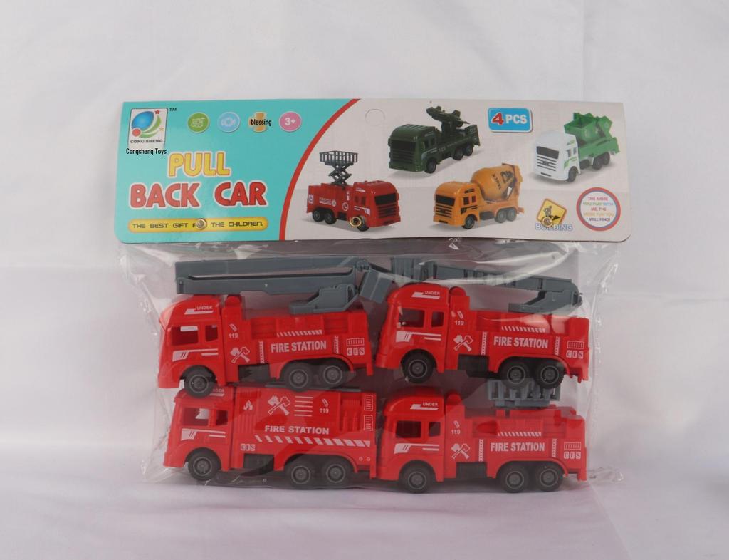 Free Shipping Pull-Back Construction & Firefighting Vehicle Toy Set for Boys - Ideal Gifts for Kindergarten Students
