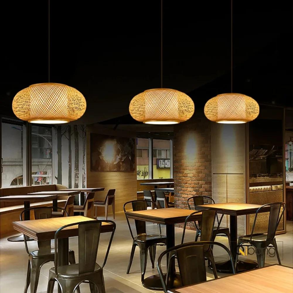 Bamboo Pendant Lamp Natural Rattan Chandeliers E27 Hand-knitted Café Restaurant Living Room Decor Hanging Lamp E27 40/50/60CM