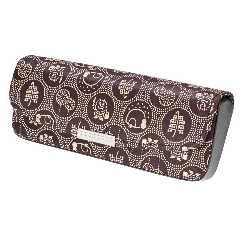 Inden H Glasses Purple with White Akita Akita Prefecture Limited Edition [Inden-ya] Case, Deerskin, Lacquer, Pattern, 4206-16-AKT,