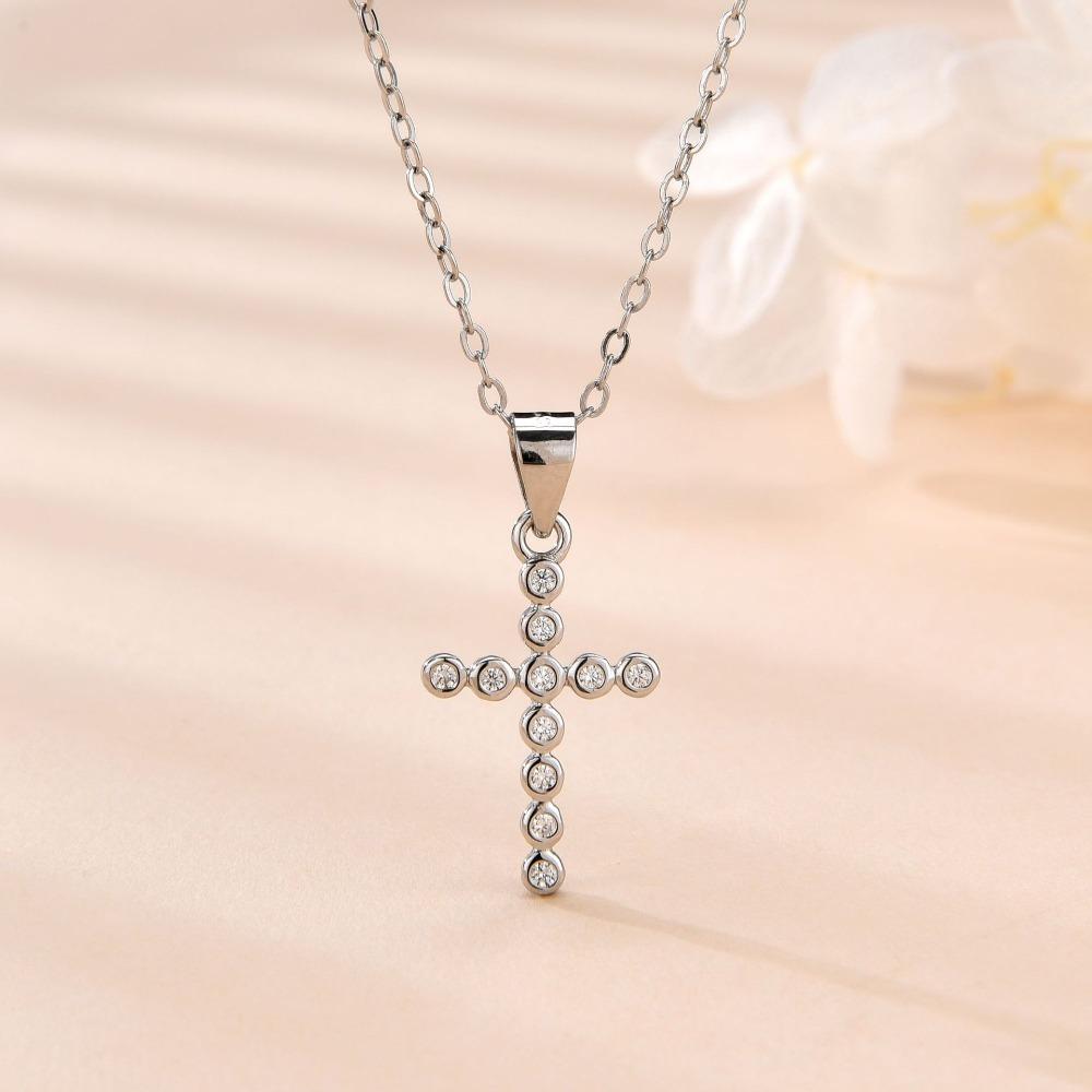 S925 Sterling Silver Cross Pendant Necklace for Women Elegant Minimalist Collarbone Chain