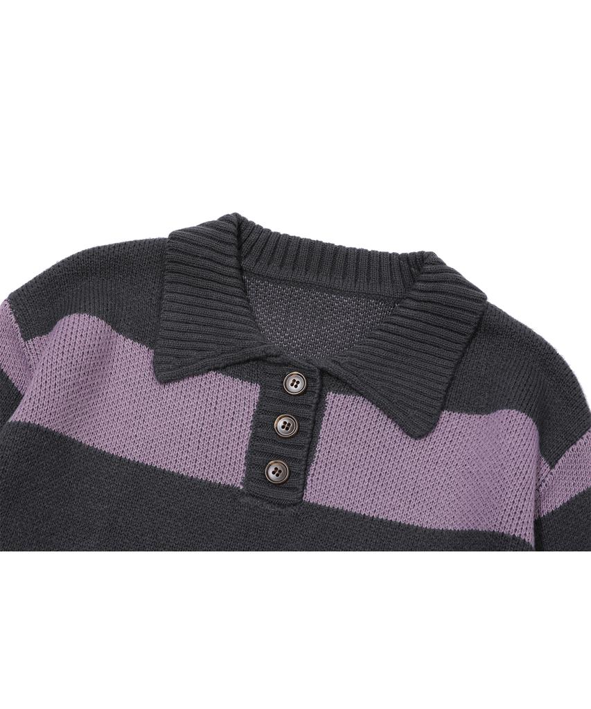 CPGN STUDIO Wide Stripe Rugby Knit Ash Purple
