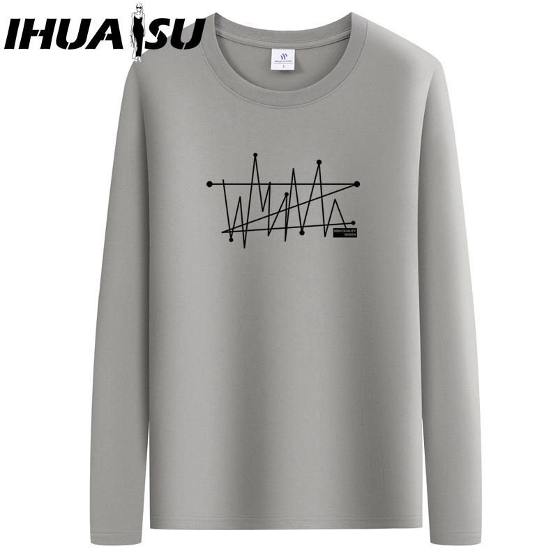 IHUASU Spring and Autumn Men's Long-sleeved T-shirt Men's O-collar Bottoming Shirt Men's Top Clothes T-shirts