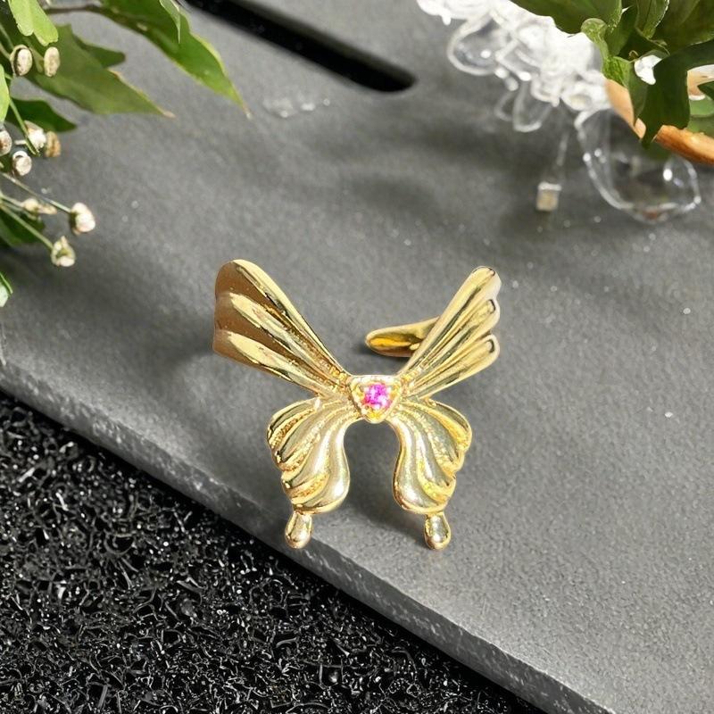 French Retro High-End Gourd Open Ring Zircon Butterfly Flower Niche Design Personalized Accessories