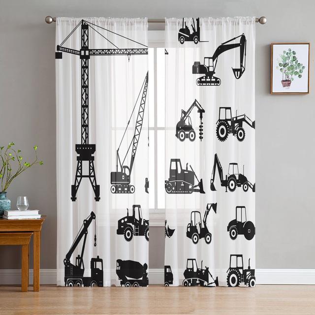 

Автомобильный дорожный знак, прозрачная занавеска для гостиной, спальни, кухни, современный тюль, оконное оформление, домашний декор 135W x 114H(cm)