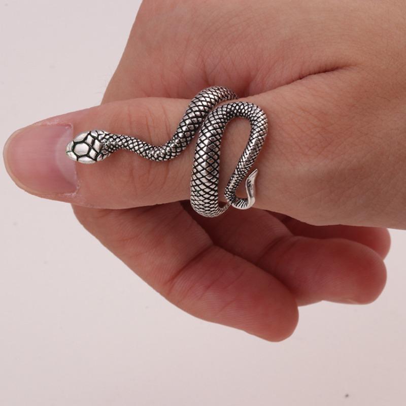 

Meier Vintage snake ring - unisex open design, minimalist twisted snake ring adjustable opening античный серебряного