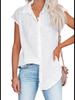 Women's Sleeveless Loose Top for Summer - European and American Style Lapel Shirt In Solid Colors