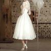 Abito da sposa leggero francese pizzo manica media abito di temperamento medio-lungo sposa registrazione matrimonio vestito bianco piccolo indossabile quotidianamente