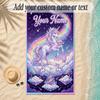 Unicorn Theme Soft Beach Towel Personalized Custom Name Text Towel Portable for Beach Pool Travel