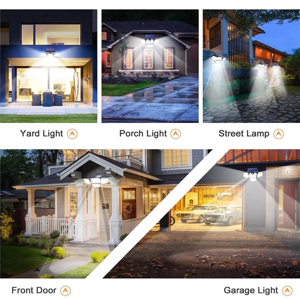 288/278LED Outdoor Solar Lights 4 Heads Adjustable Motion Sensor Wall Lamp IP65 Waterproof Garden Outdoor Lighting Wall Lights
